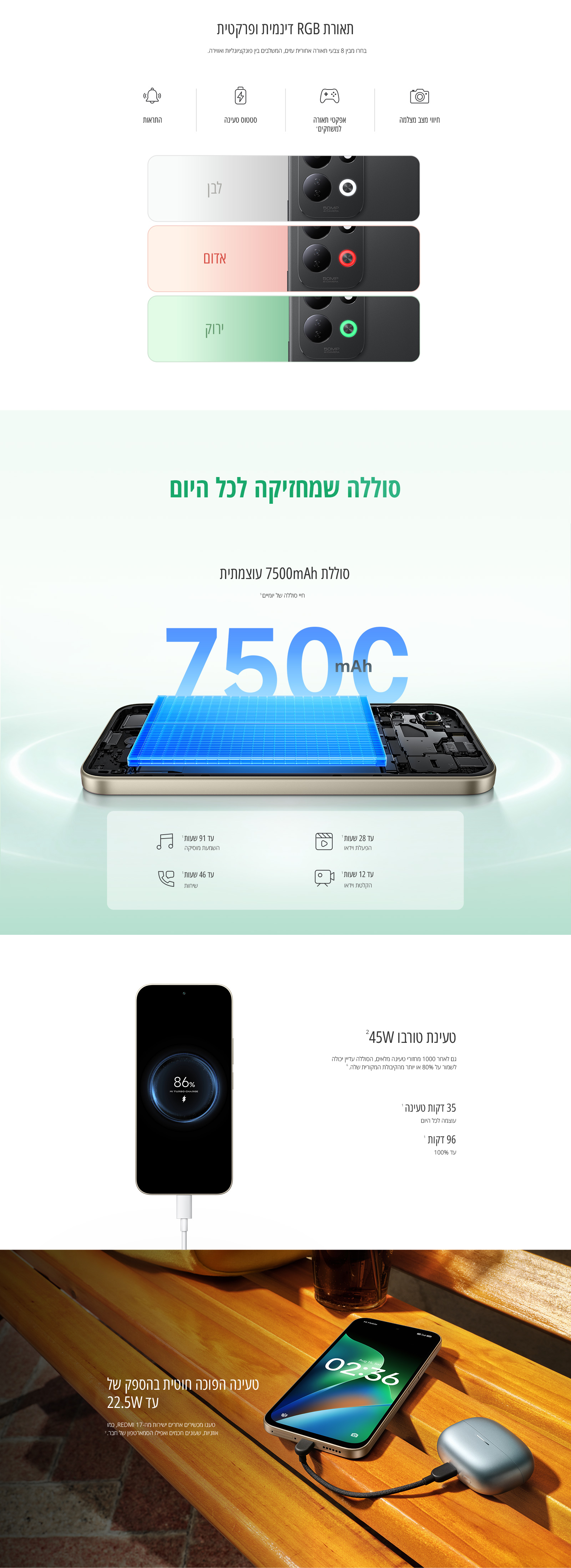 Redmi 17 4G גרסה 4GB+256GB בצבע סגול
