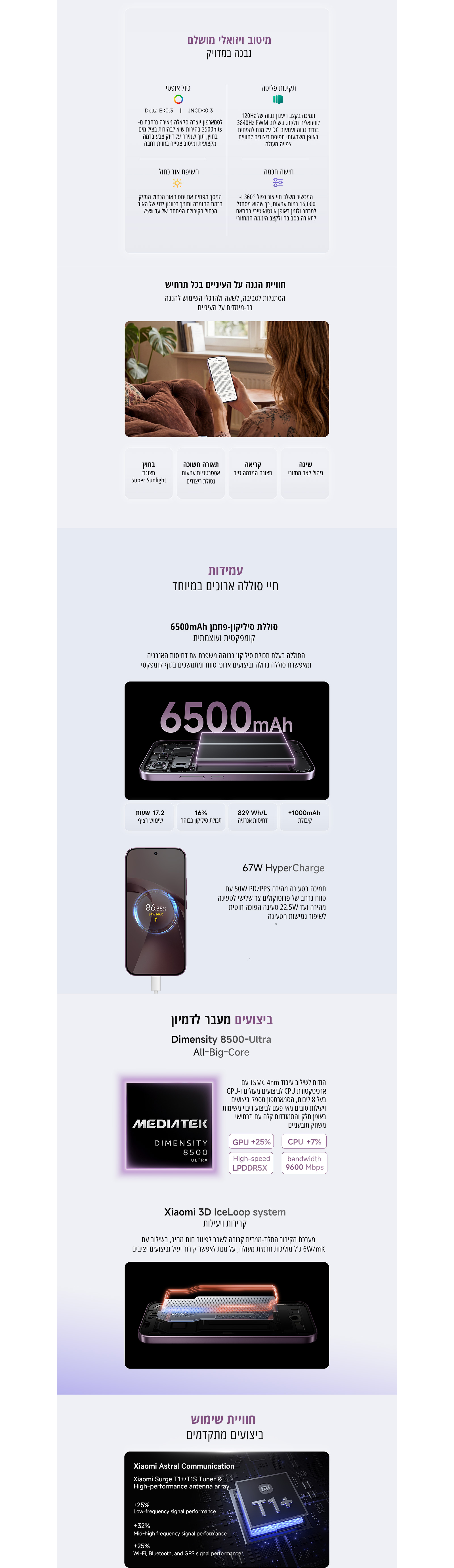 סמארטפון Xiaomi 17T 5G גרסה 12GB+256GB בצבע שחור