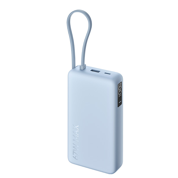 סוללת גיבוי 67W 20000mAh כבל מובנה דגם Xiaomi 67W 20000mAh בצבע כחול