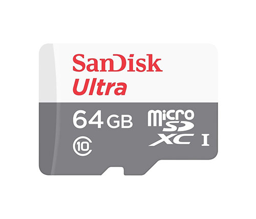 כרטיס זיכרון ללא מתאם SanDisk Ultra MicroSDHC דגם SDSQUNR-64G-GN6MN בנפח 64GB